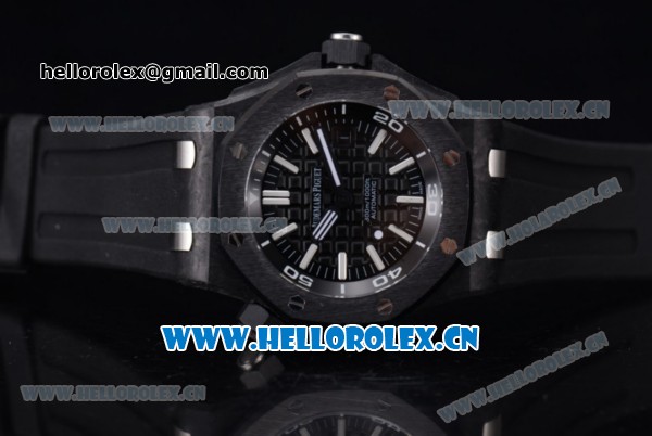 Audemars Piguet Royal Oak Offshore Diver Clone AP Calibre 3120 Automatic PVD Case with Black Dial Black Rubber Strap and Stick Markers (EF) - Click Image to Close